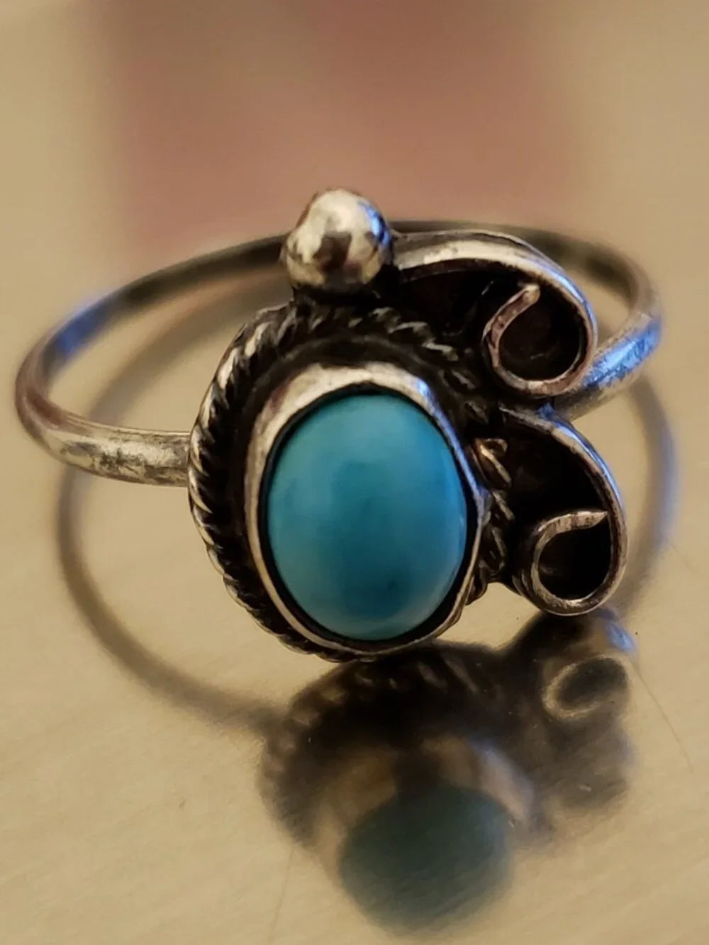 Vintage Handmade Southwest Native American Turquoise Sterling Silver Ring